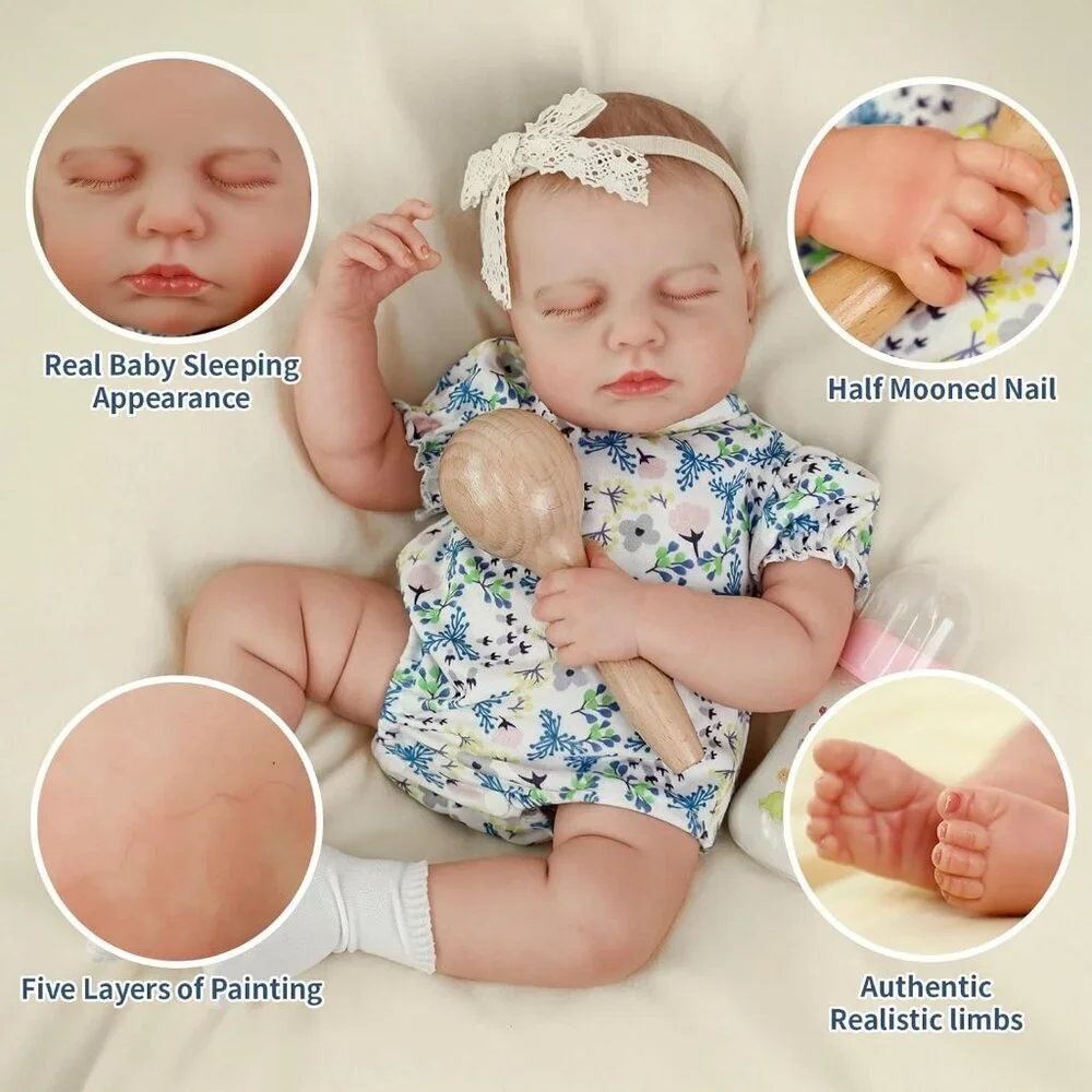 20-Inch Reborn Baby Doll Lifelike Silicone Baby Girl with Full Soft Vinyl Body